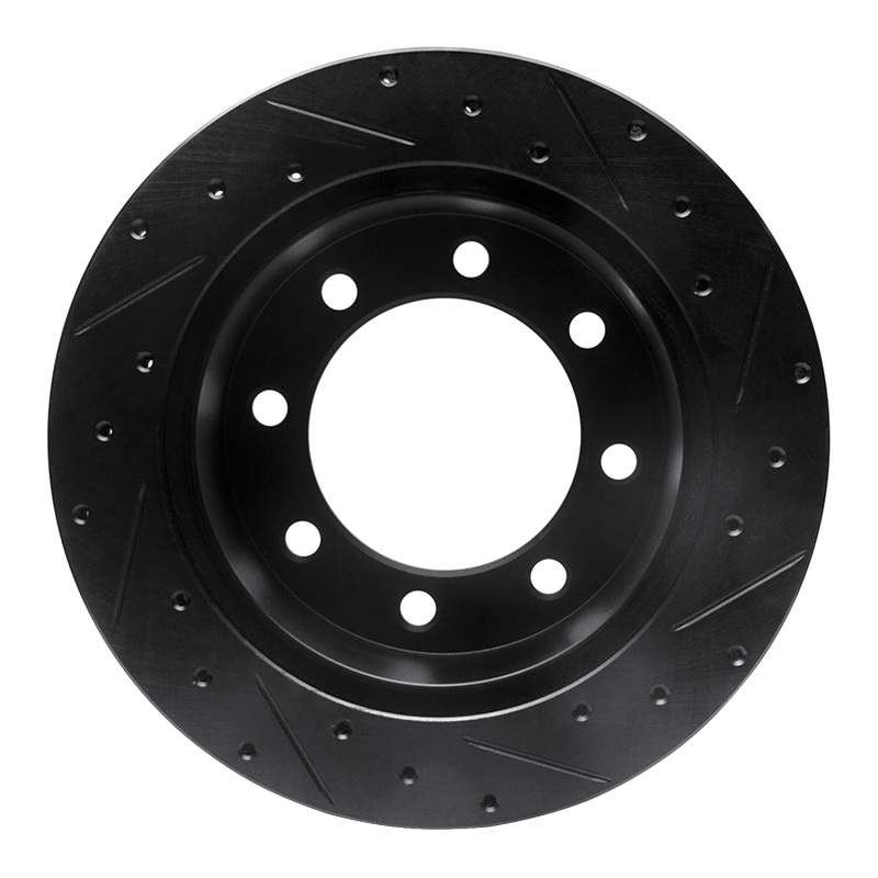 Ford E-250 Econoline Brake Rotor (1) - Rear Left - R1 Concepts - Drilled & Slotted - Black - `99-`07